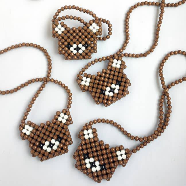 کیف مرواریدی مهرهای طرح خرسی