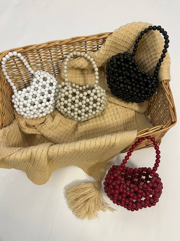 کیف مرواریدی قلبی سه بعدی