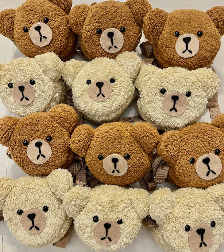 کوله پشتی کودک پشمالو طرح خرس کرم